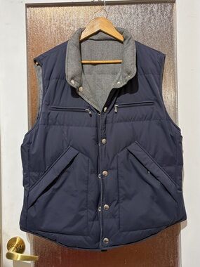 Brunello Cucinelli Wool/Cashmere Reversible Blue Grey Tweed Vest